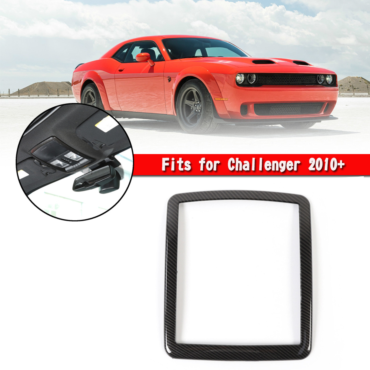 Carbon Fiber Reading Light Lamp Frame Cover Trim Fit for Dodge 2010+