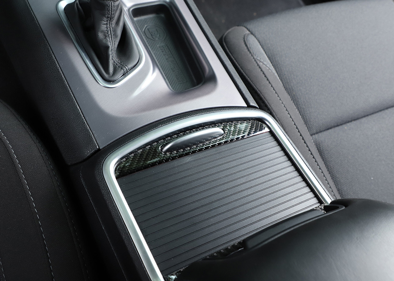 Carbon Fiber Armrest Cup Holder Cover Trim Fit for Dodge 2015+
