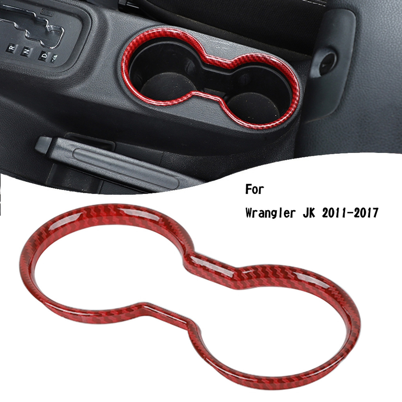 ABS Front Water Cup Holder Cover Trim Fit for JEEP Wrangler JK 2011-2017 Red