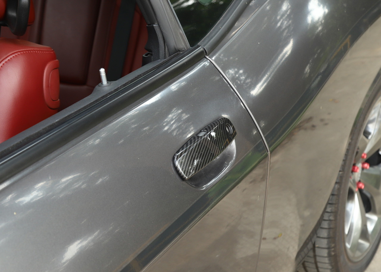 2x Exterior Door Handle Cover Trim Fit for Dodge Challenger 2012+ Carbon Fiber