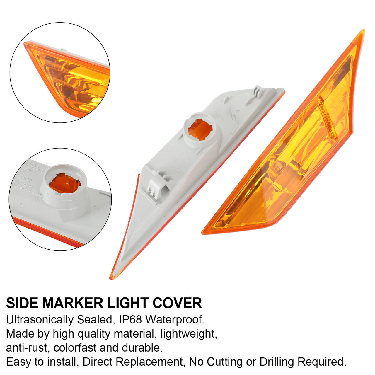 Side Marker Lamp Turn Signal Light Housing Fit for Honda Civic 2016-2021 Amber