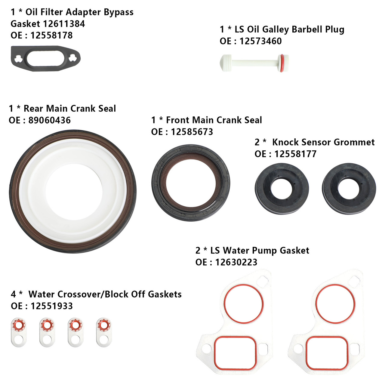 LS Gasket Set Kit &LS9 Head Gaskets Fit for GM Chevrolet LS1/LS6/LQ4/LQ9/4.8/5.3/5.7