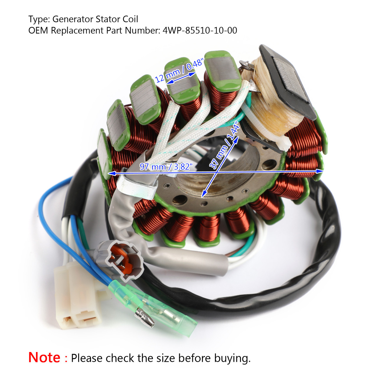 Generator Stator Coil Alternator Fit for Yamaha TW125 99-04 TW200 Trailway 01-21 TW225 02-07