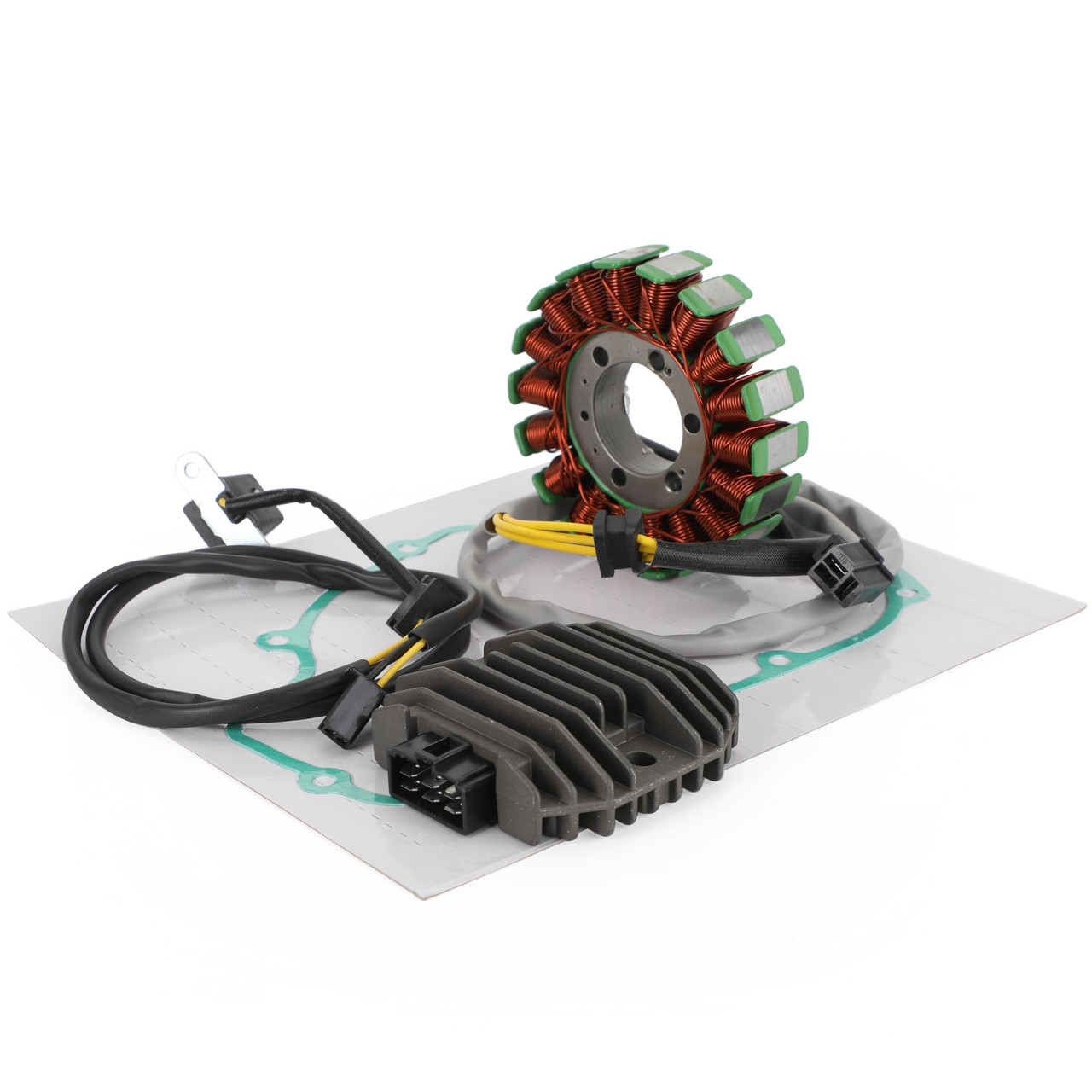 Magneto Coil Stator + Voltage Regulator + Gasket Assy Fit for