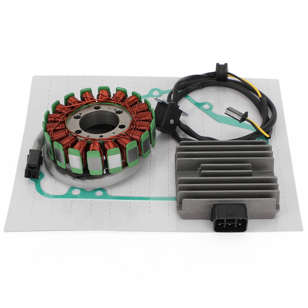 Magneto Coil Stator + Voltage Regulator + Gasket Assy Fit for