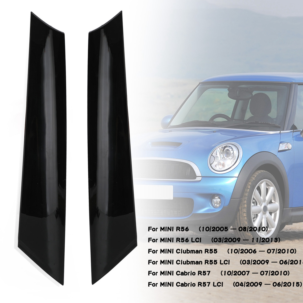 2x Front A Pillar Black Windshield Post Trims 51137272583/84 For Mini R55 R56
