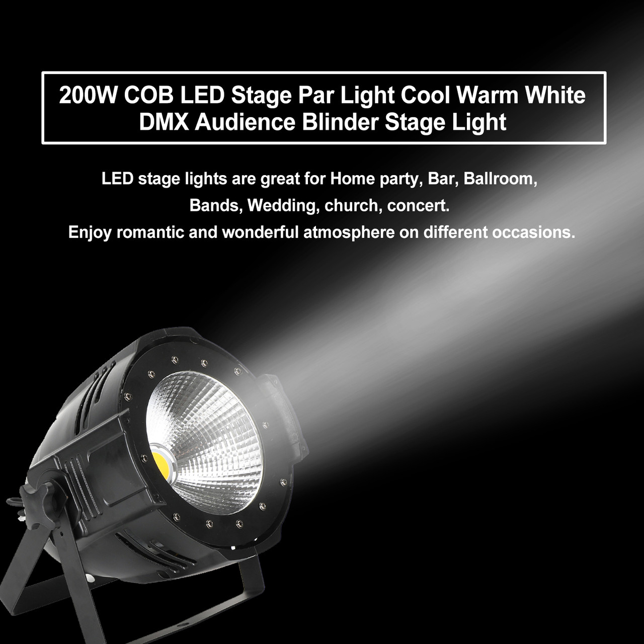 200W COB LED Stage Par Light Cool Warm White DMX Audience Blinder
