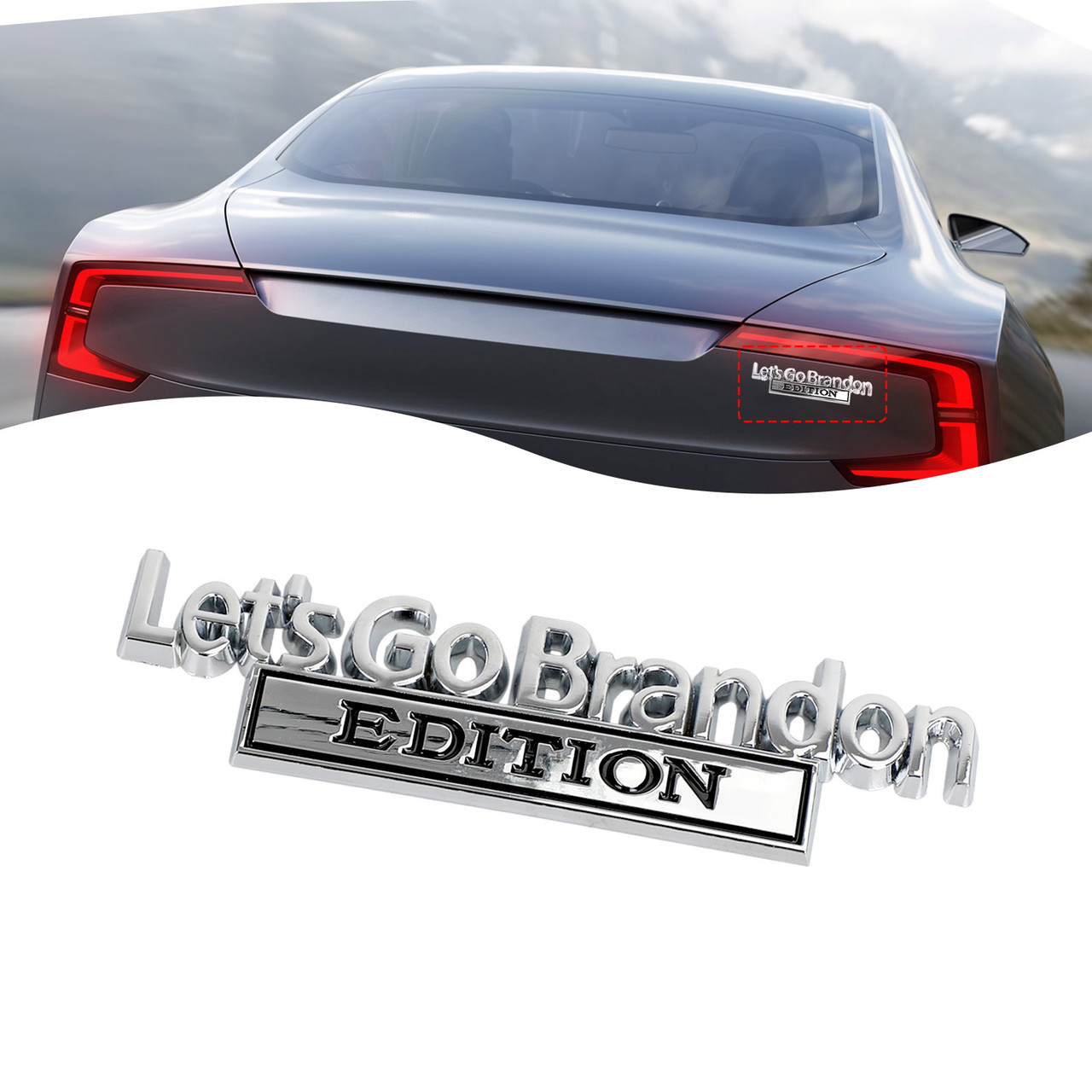 Let's Go Brandon Edition 3D Emblem Car Bumper Decal Fender Badge Sliver & Black