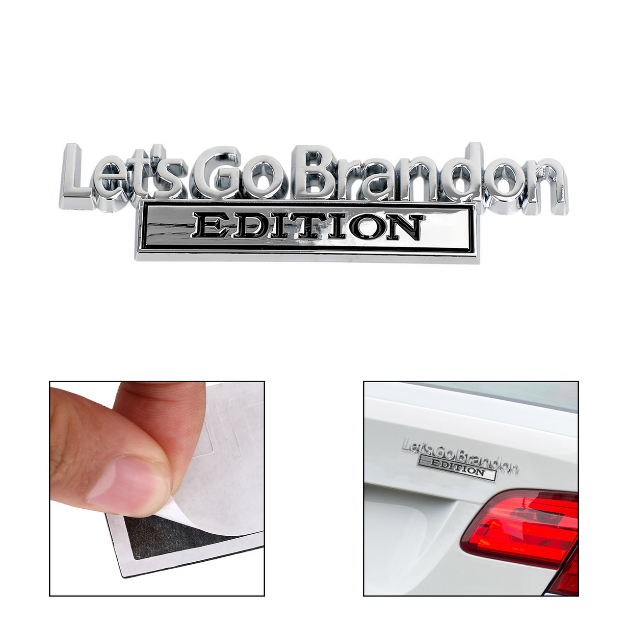 Let's Go Brandon Edition 3D Emblem Car Bumper Decal Fender Badge Sliver & Black