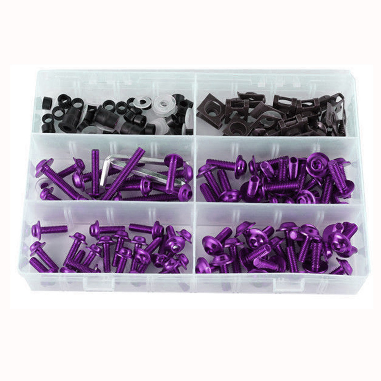177PCS Motorcycle Sportbike Windscreen Fairing Bolts Kit Fastener Clips Screws Universal Fit For Honda Motorcycle/Motorbikes/Sportbikes/Scooter/Streetbikes PUR~BC1