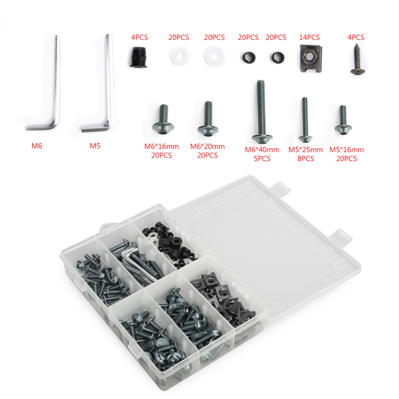 177PCS Motorcycle Sportbike Windscreen Fairing Bolts Kit Fastener Clips Screws Universal Fit For Kawasaki Motorcycle/Motorbike/Sportbikes/Scooter/Streetbikes TIT~BC3
