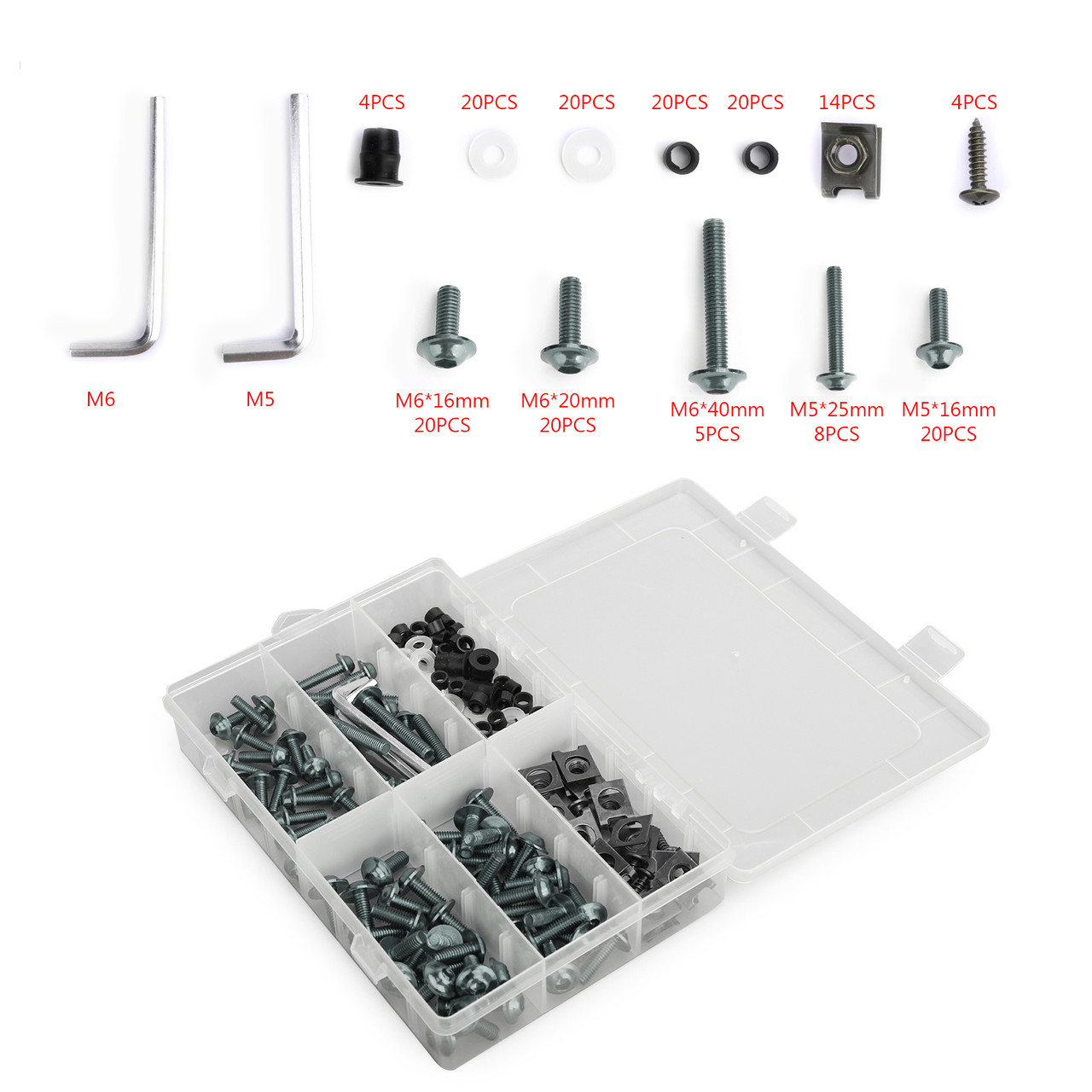 177PCS Motorcycle Sportbike Windscreen Fairing Bolts Kit Fastener Clips Screws Universal Fit For Suzuki Motorcycle/Motorbikes/Sportbikes/Scooter/Streetbikes TIT~BC4