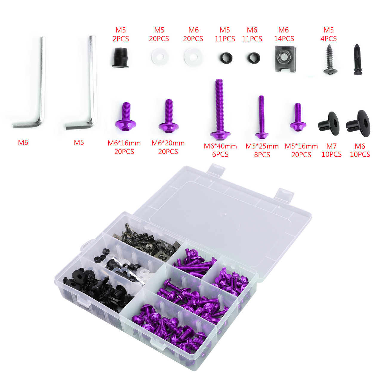 198PCS Motorcycle Sportbike Windscreen Fairing Bolts Kit Fastener Clips Screws For Kawasaki CBR1000RR -- 2004 2008 2010 2013-2015 PUR~BC3