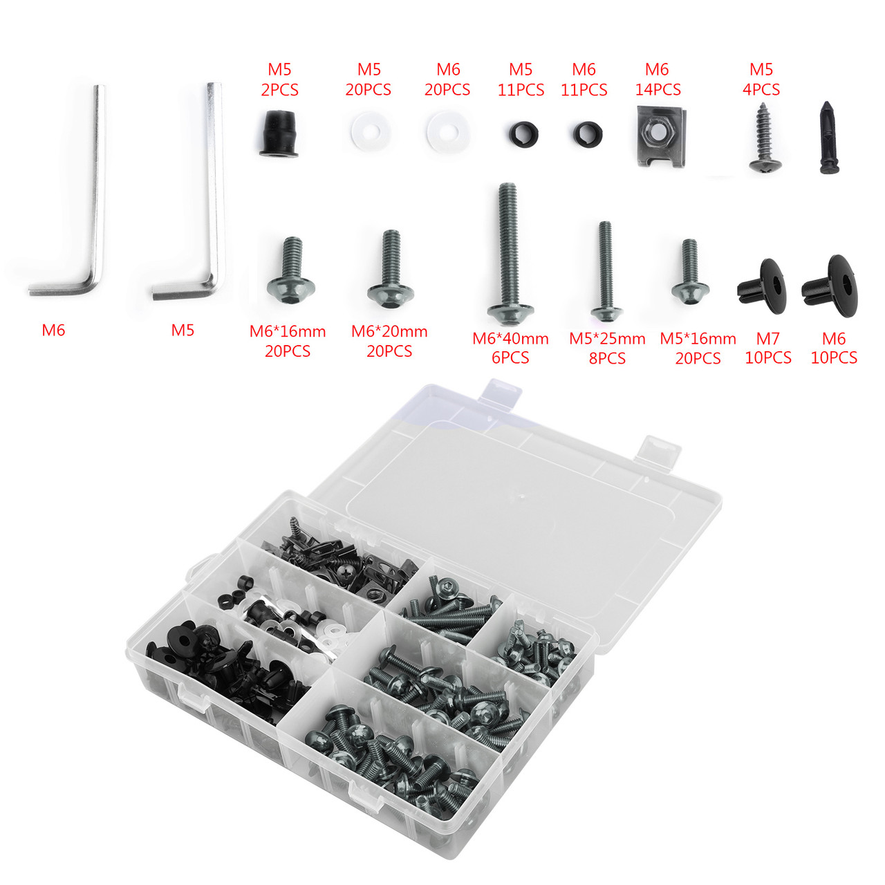 198PCS Motorcycle Sportbike Windscreen Fairing Bolts Kit Fastener Clips Screws For Ducati Concours 14 ZG1400A ABS 2016 TIT~BC1