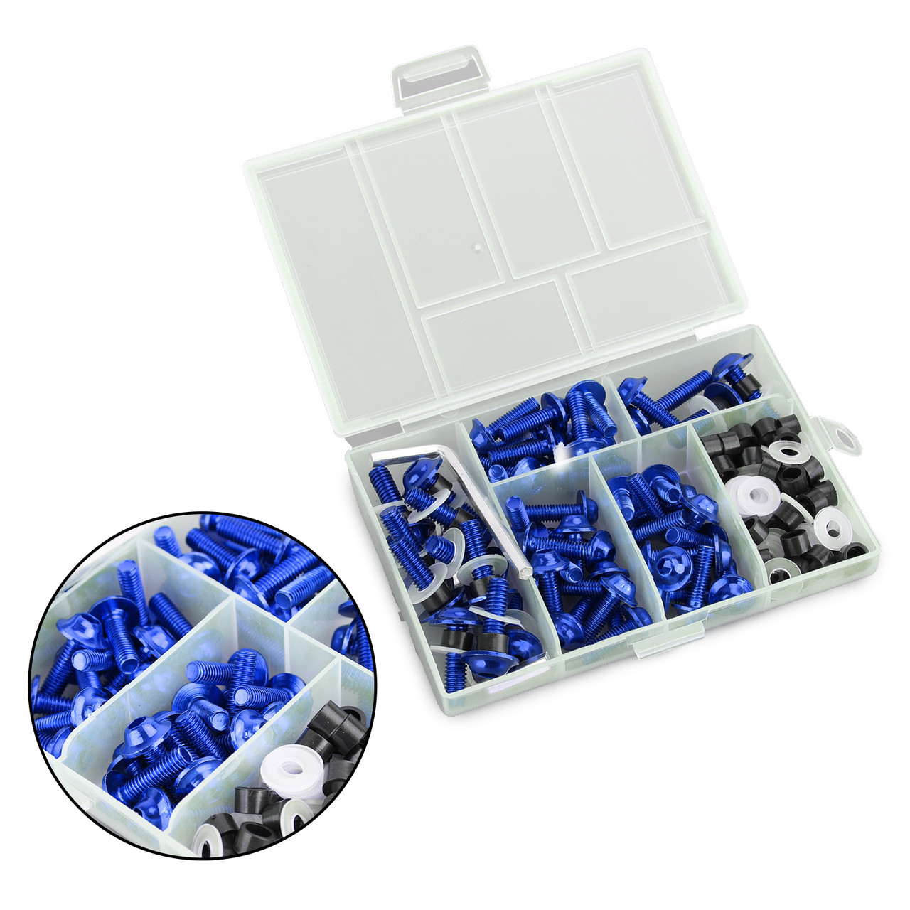 158Pcs Motorcycle Sportbike Windscreen Fairing Bolts Kit Fastener Clips Screws Fit For Honda Motorcycle/Sportbikes/Scooter/Streetbikes Blue~BC1