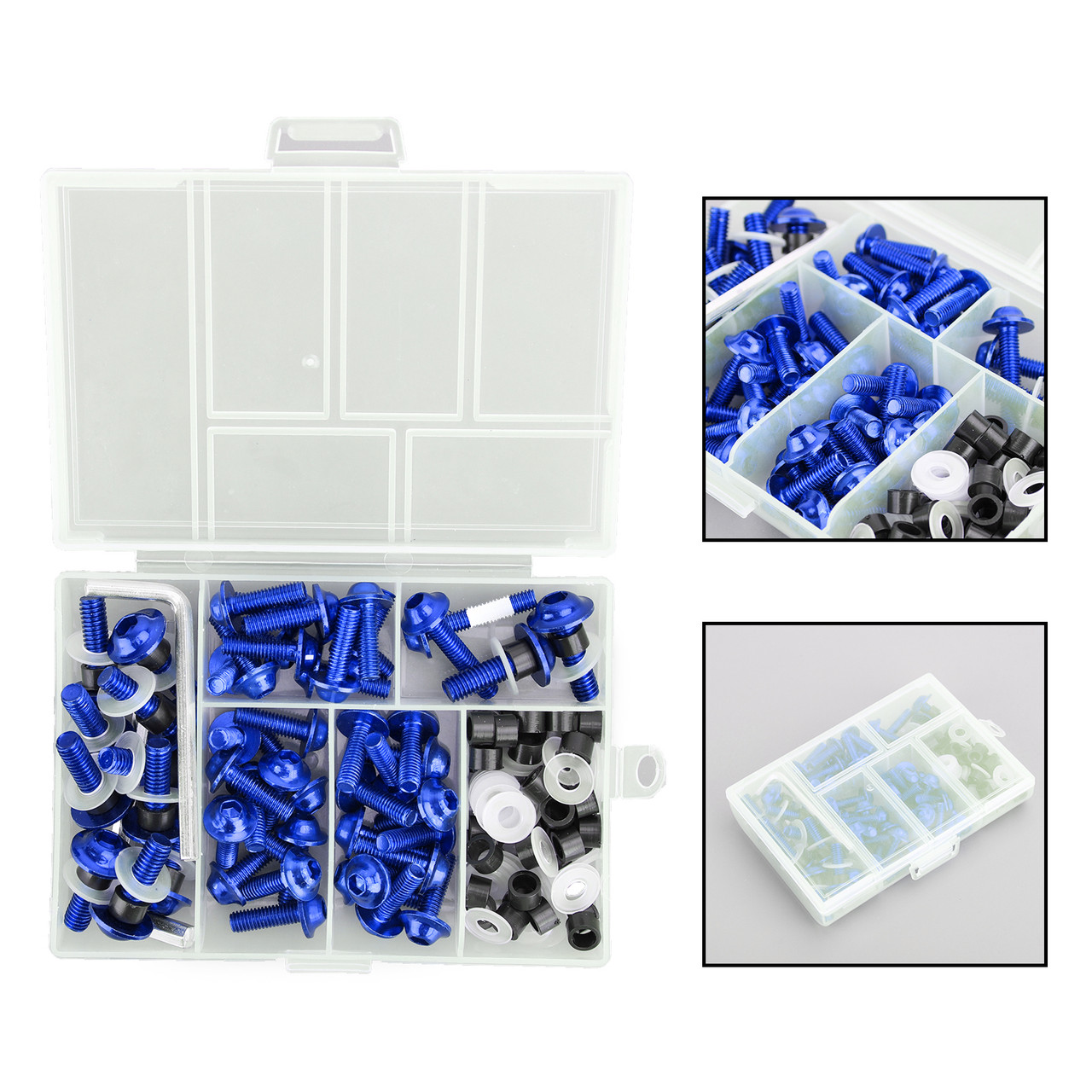 158Pcs Motorcycle Sportbike Windscreen Fairing Bolts Kit Fastener Clips Screws Fit For Honda Motorcycle/Sportbikes/Scooter/Streetbikes Blue~BC1