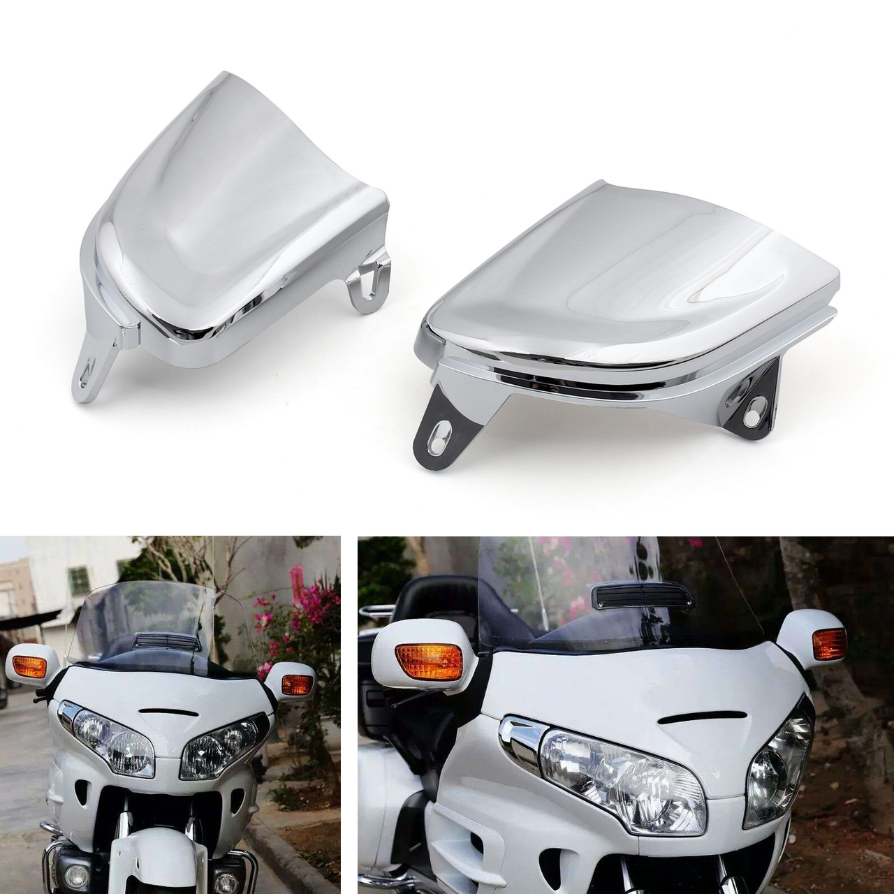 Front Chrome Headlight Cover Trims Fit for Honda Goldwing GL1800