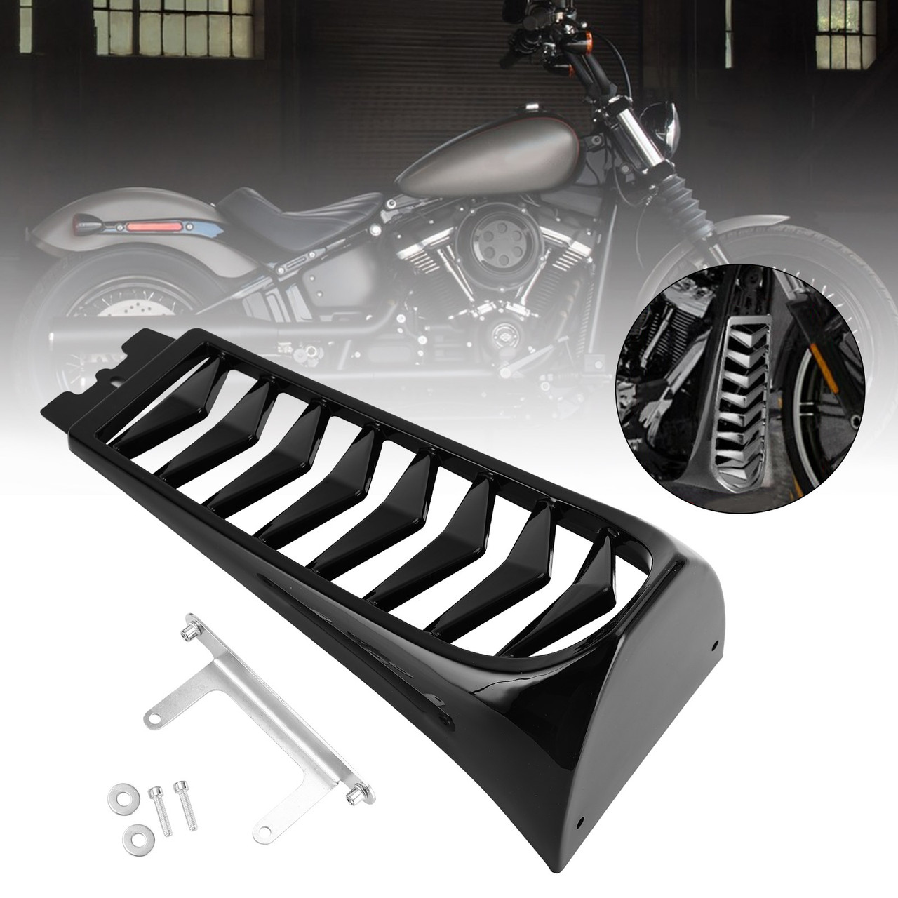 Front Chin Spoiler Lower Radiator Cover Fits for Harley Softail Street Bob Breakout Fat Bob 2018-2022 BLK