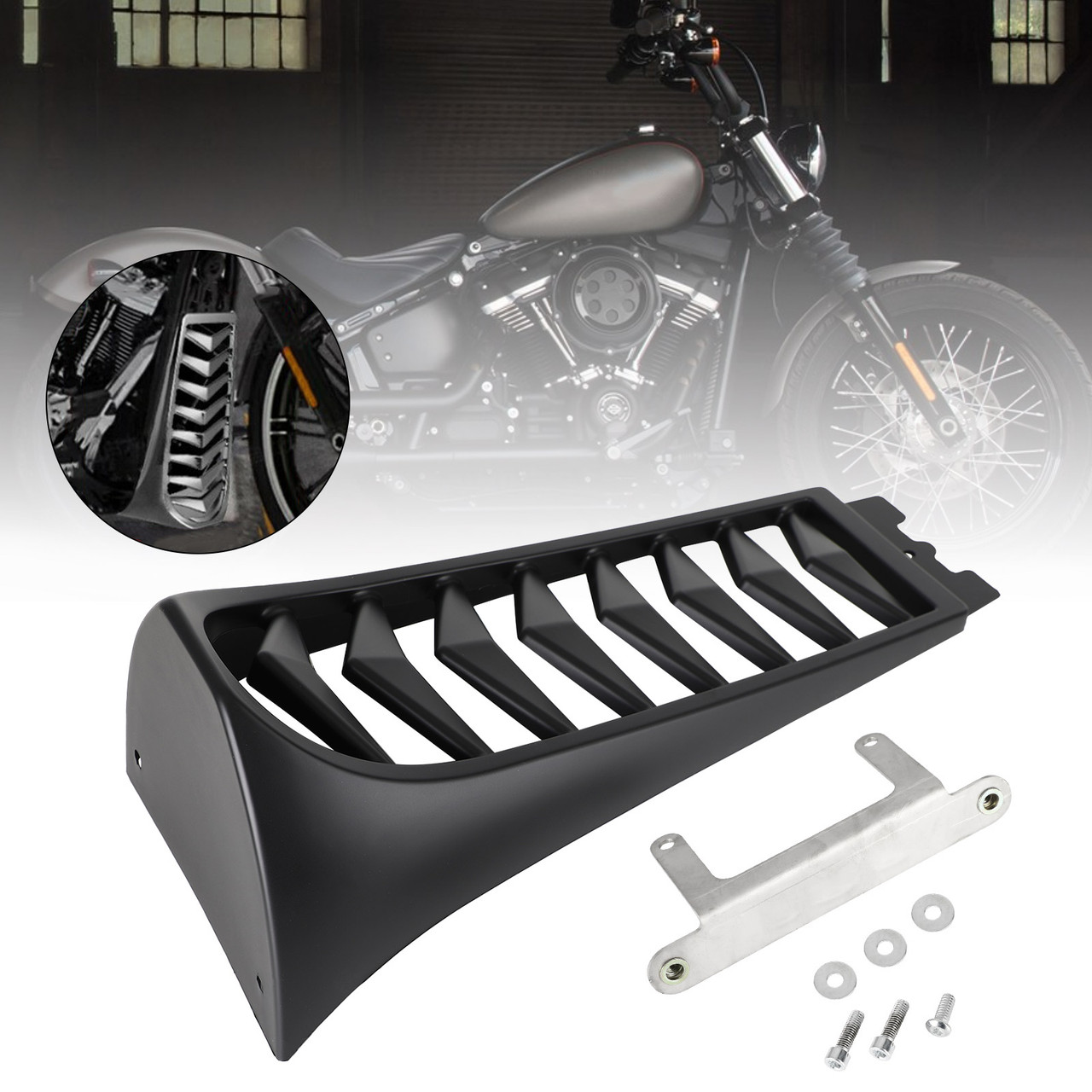 Front Chin Spoiler Lower Radiator Cover Fits for Harley Softail Street Bob Breakout Fat Bob 2018-2022 MBLK