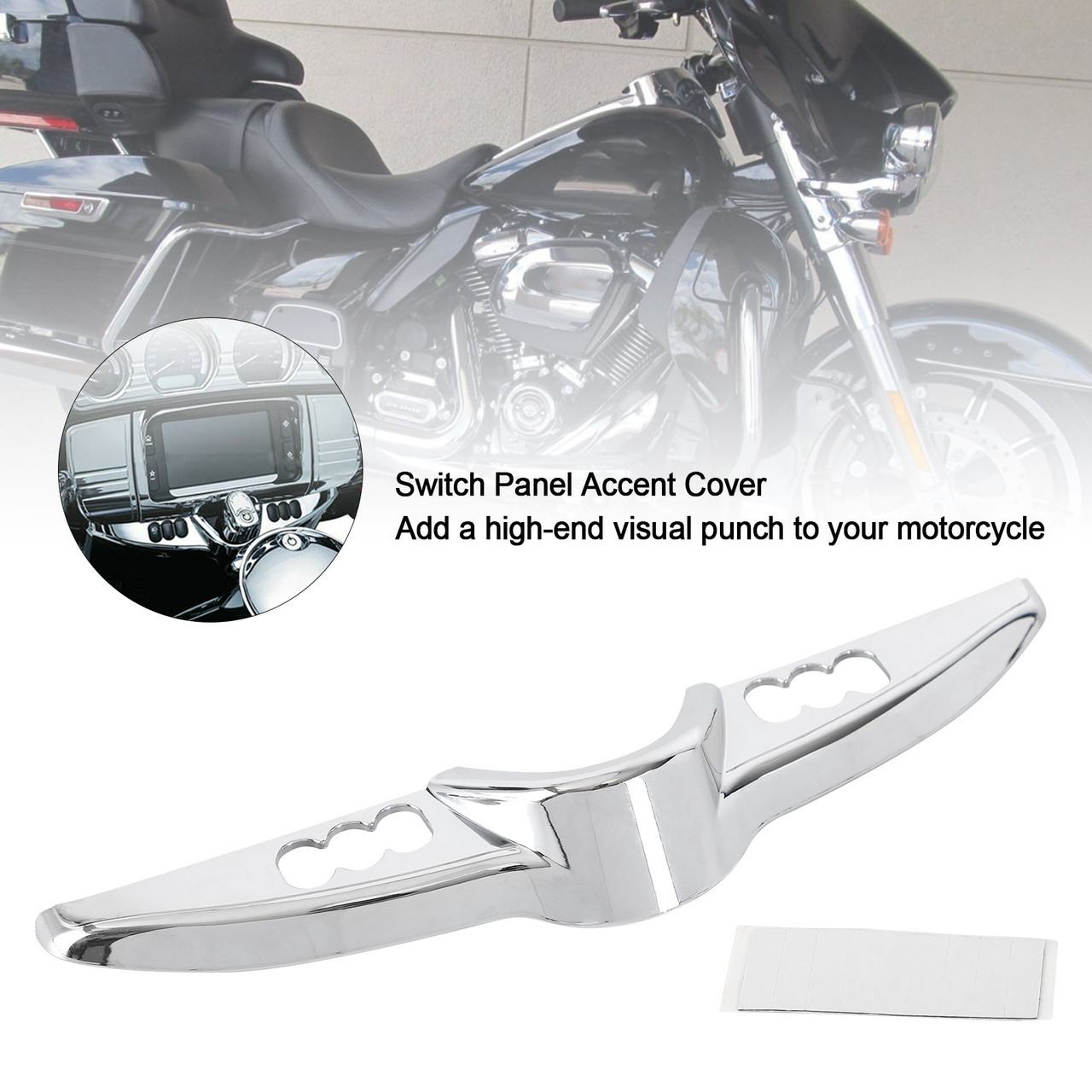 Switch Panel Accent Cover For Harley Touring 2014-2020 Electra Glides,Street Glide,Tri Glides. Chrome