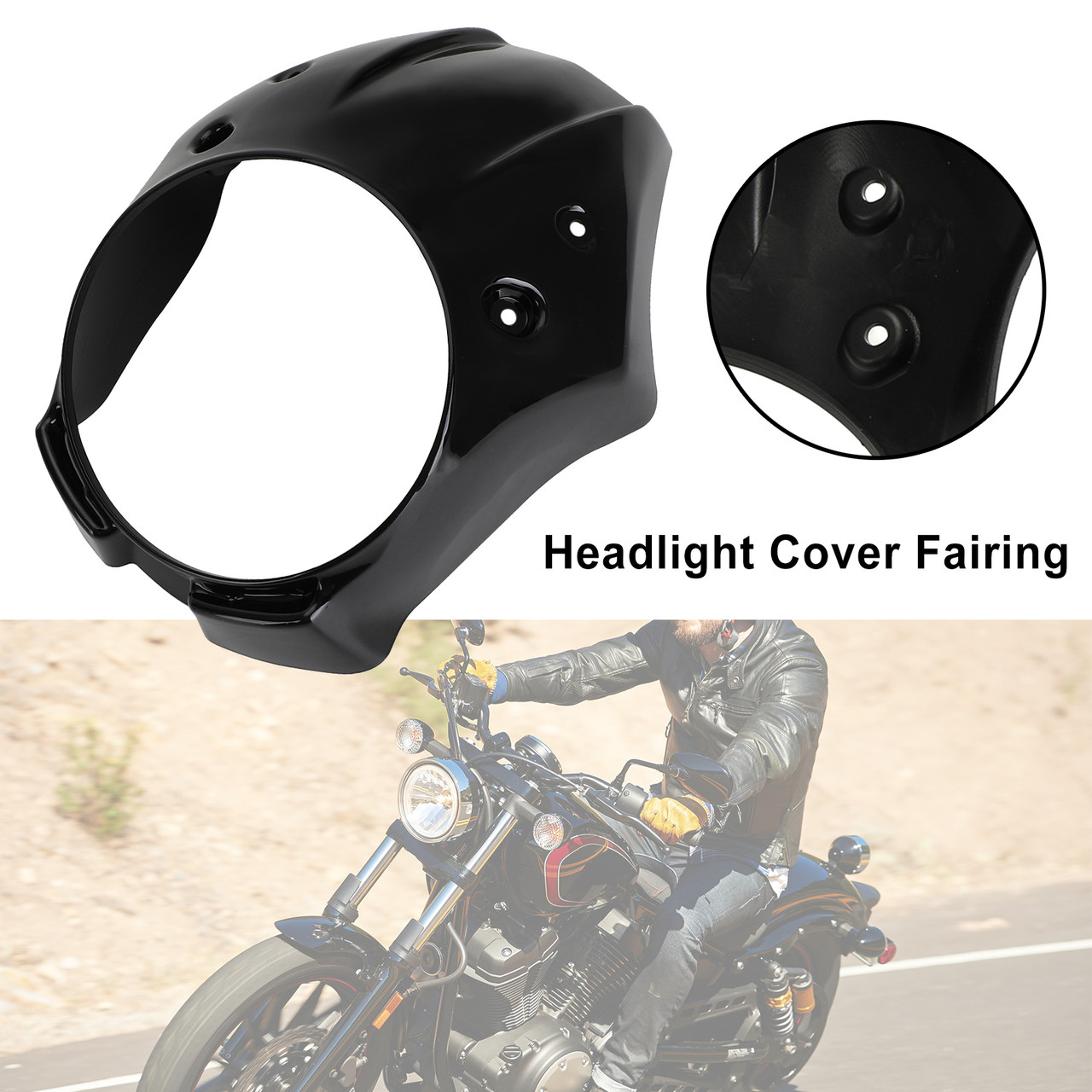 Headlight Cover Fairing Fit for Yamaha XVS 950 SPEC BOLT 950 2013-2022 Black