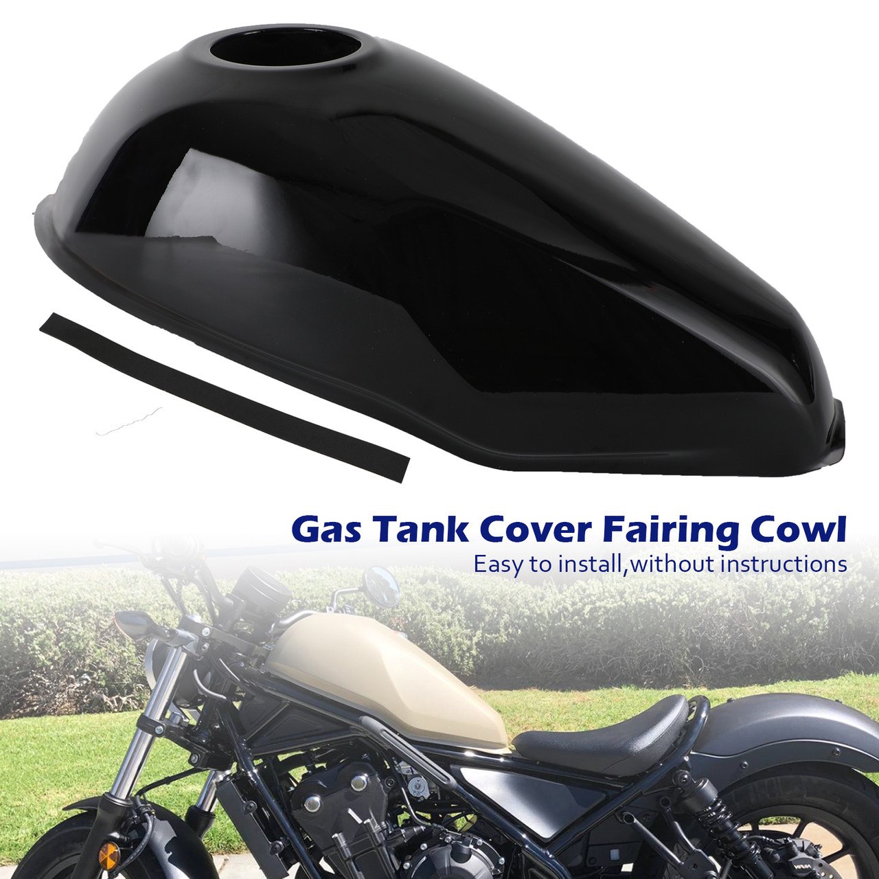 Gas Tank Cover Fairing Cowl Fit for Honda Rebel CMX500 2017-2023 BLK