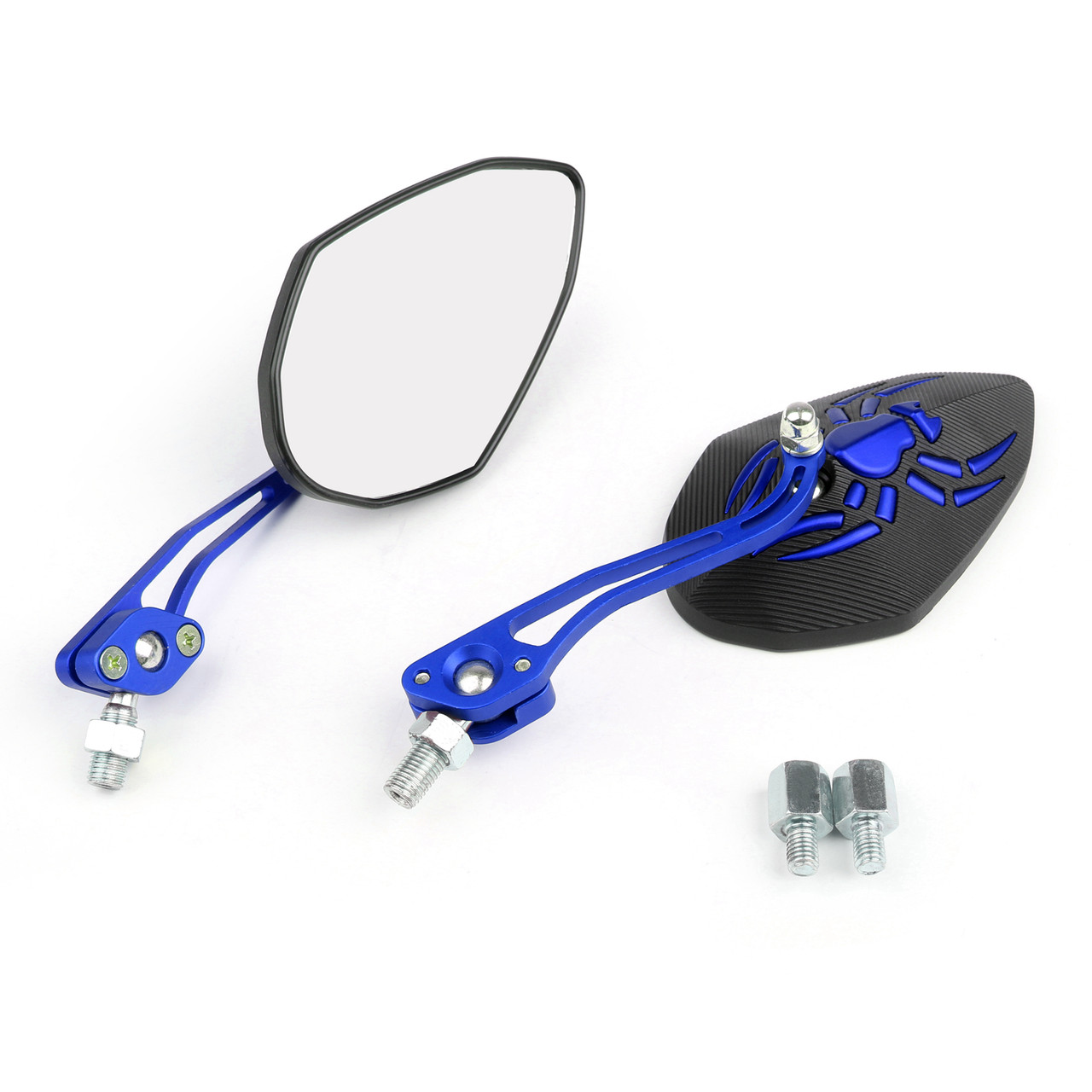1 pair mirrors(left&right) fits for Suzuki with 8mm/10mm clockwise threaded screws Blue~BC1