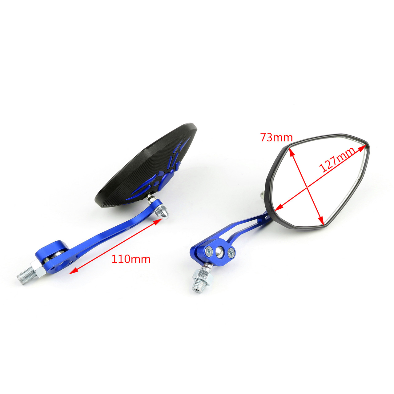 1 pair mirrors(left&right) fits for Honda with 8mm/10mm clockwise threaded screws Blue~BC2