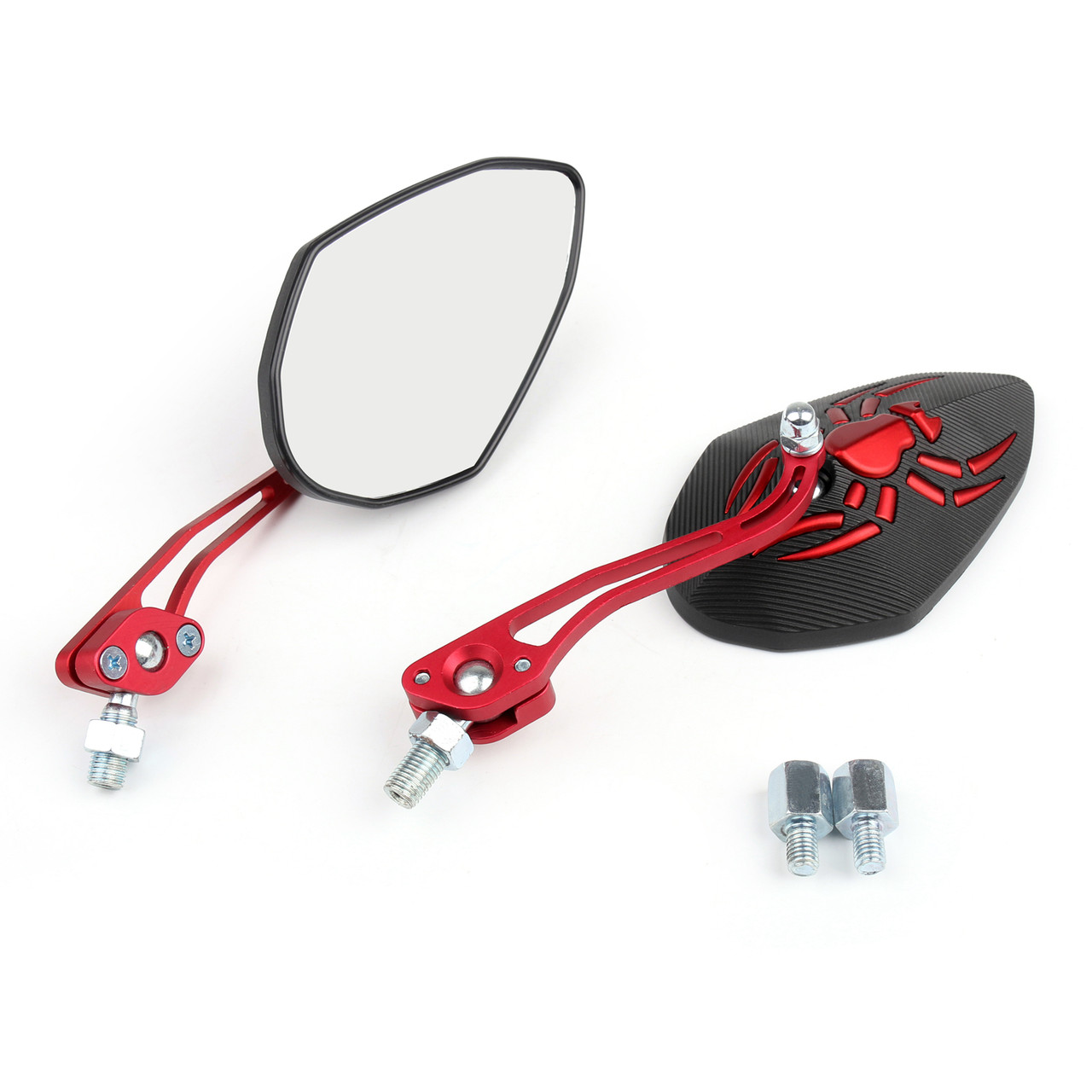 1 pair mirrors(left&right) fits for Honda with 8mm/10mm clockwise threaded screws Red~BC2