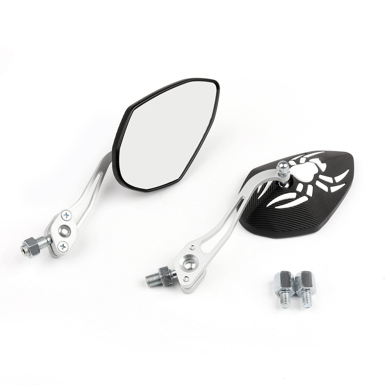 1 pair mirrors(left&right) fits for Suzuki with 8mm/10mm clockwise threaded screws White~BC1