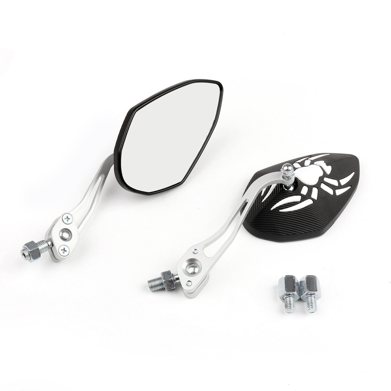 1 pair mirrors(left&right) fits for Honda with 8mm/10mm clockwise threaded screws White~BC2