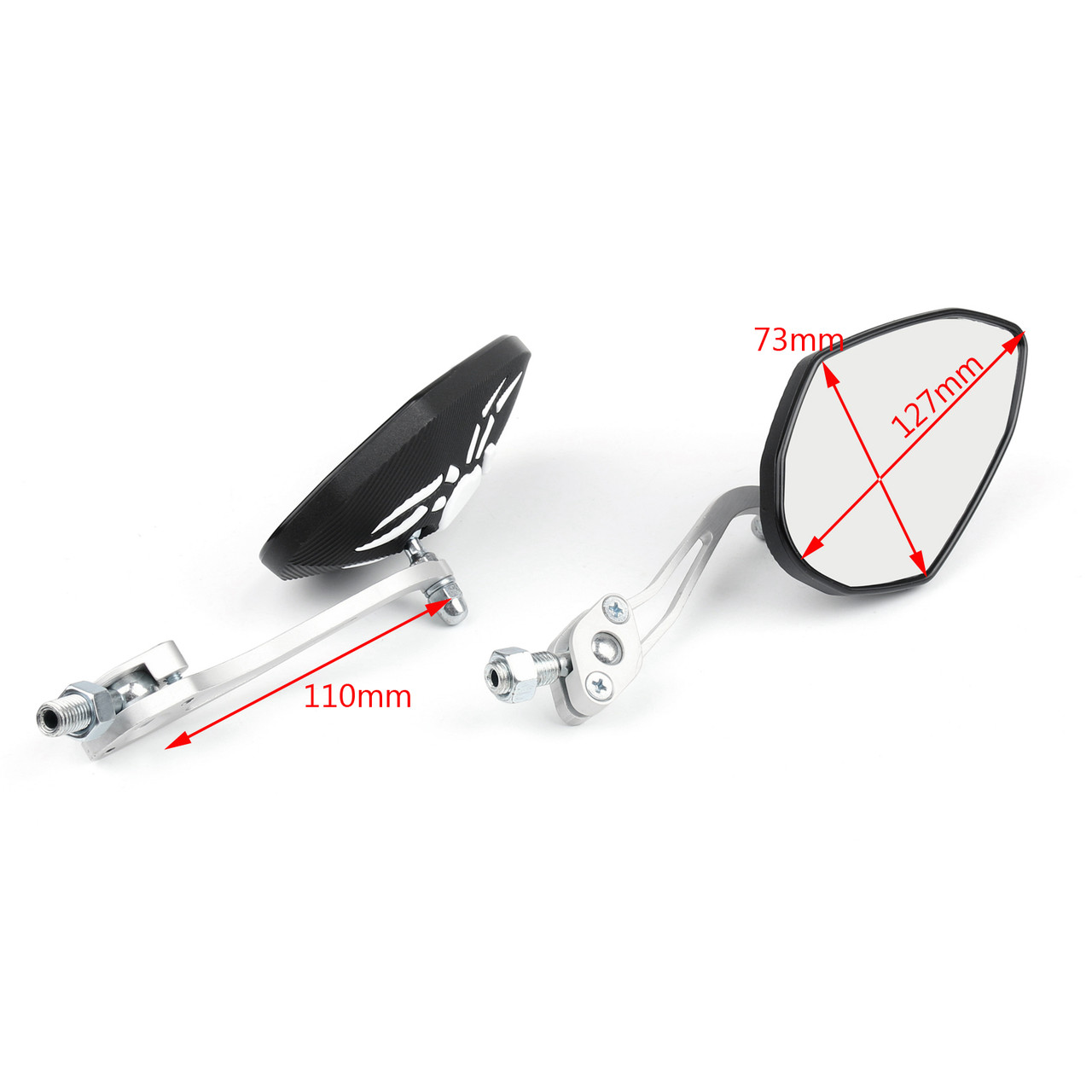 1 pair mirrors(left&right) fits for Honda with 8mm/10mm clockwise threaded screws White~BC2