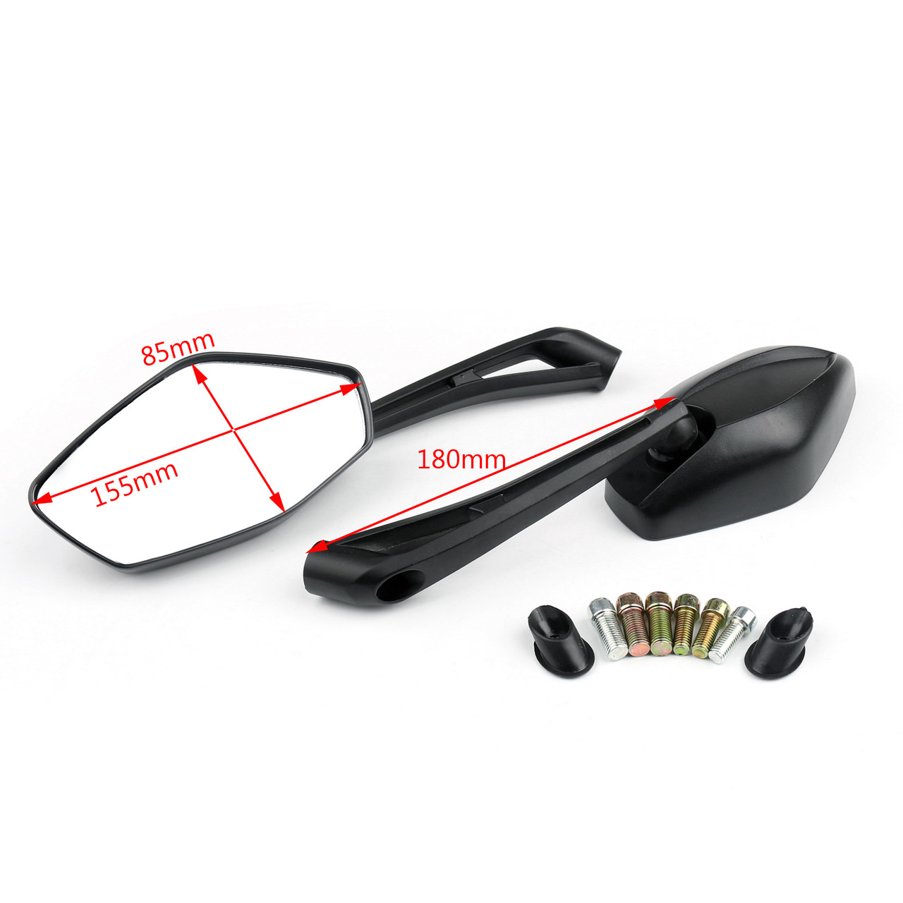 1 pair 8-10mm clockwise mirrors(left&right) fits for Suzuki any 1" diameter handle about any motorcycle electric car Black~BC1