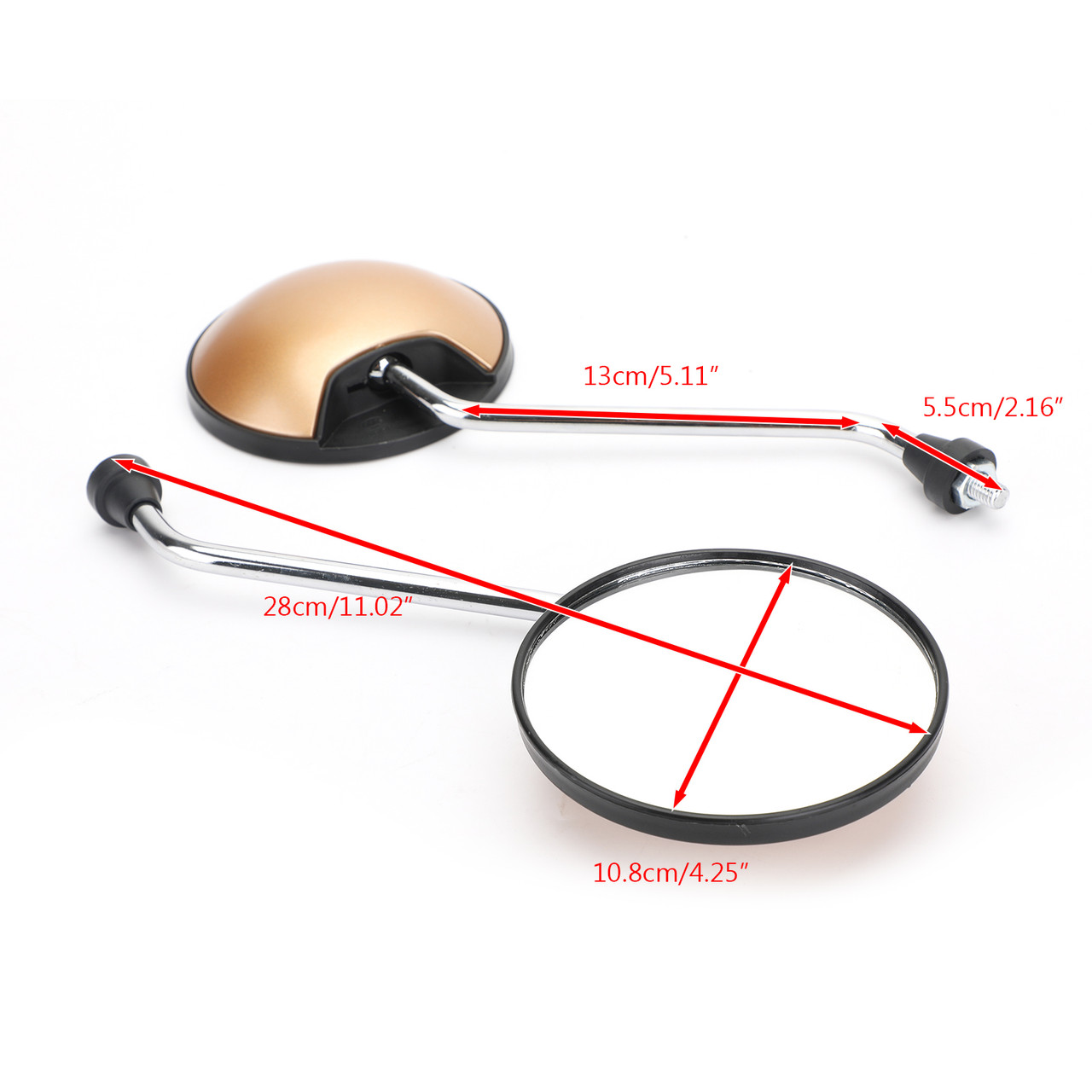 Pair 8mm Rearview Mirrors fits for Honda Scooter Motorcycle Moped Bike ATV with 8MM threads Gold~BC2