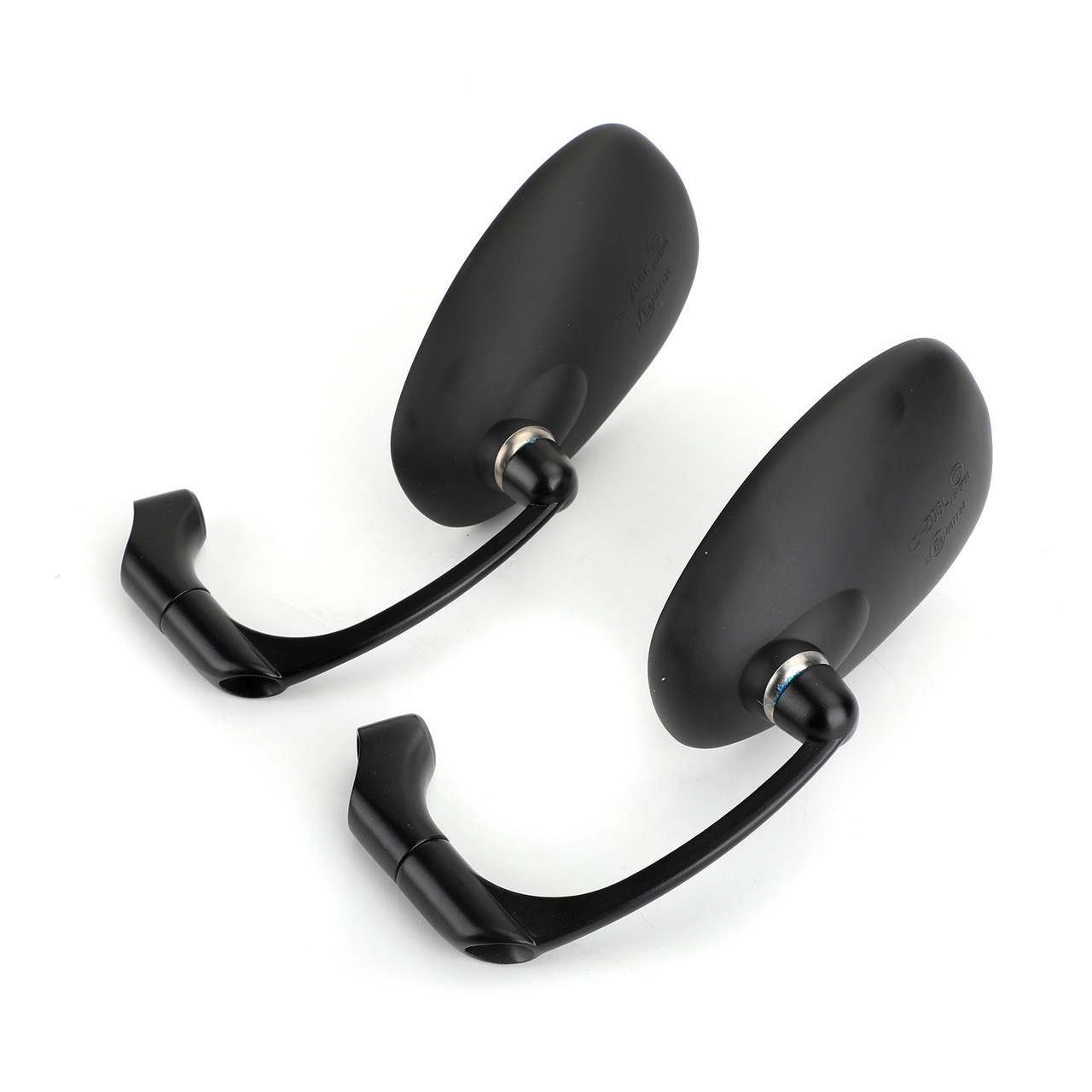 Motorcycle L-bar Retro Oval Rearview Side Mirrors M8 / M10 Pair fits for Suzuki with Standard Metric Screws Black~BC1