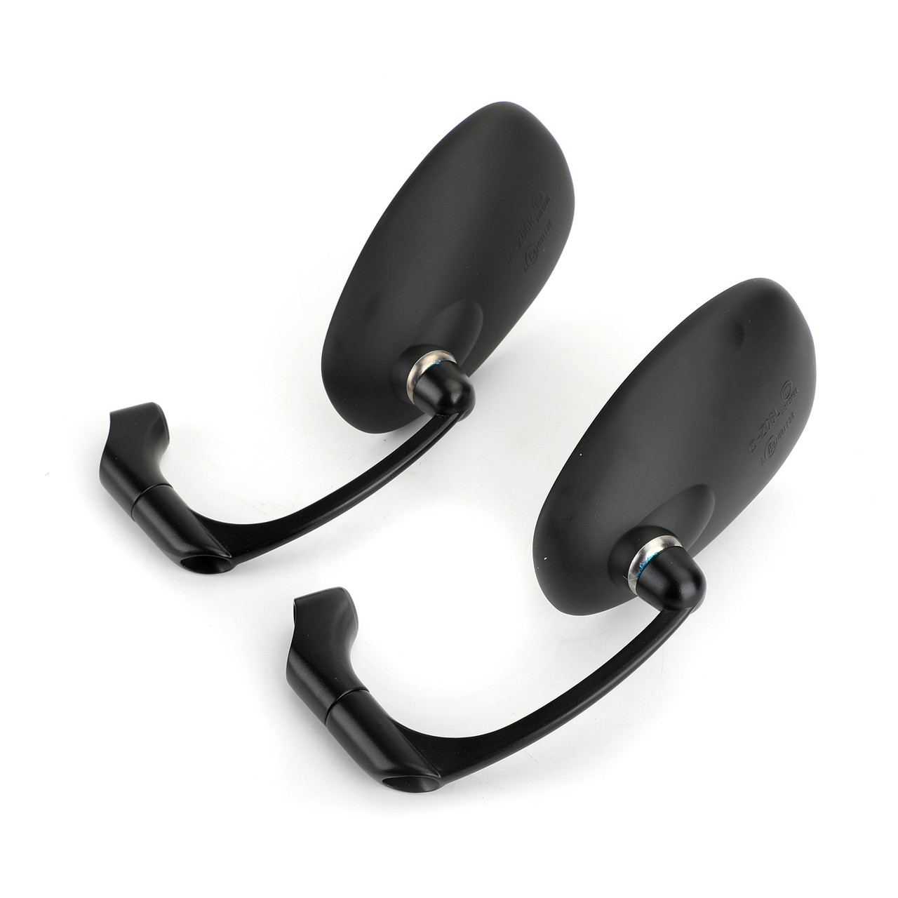 Motorcycle L-bar Retro Oval Rearview Side Mirrors M8 / M10 Pair fits for Honda with Standard Metric Screws Black~BC2