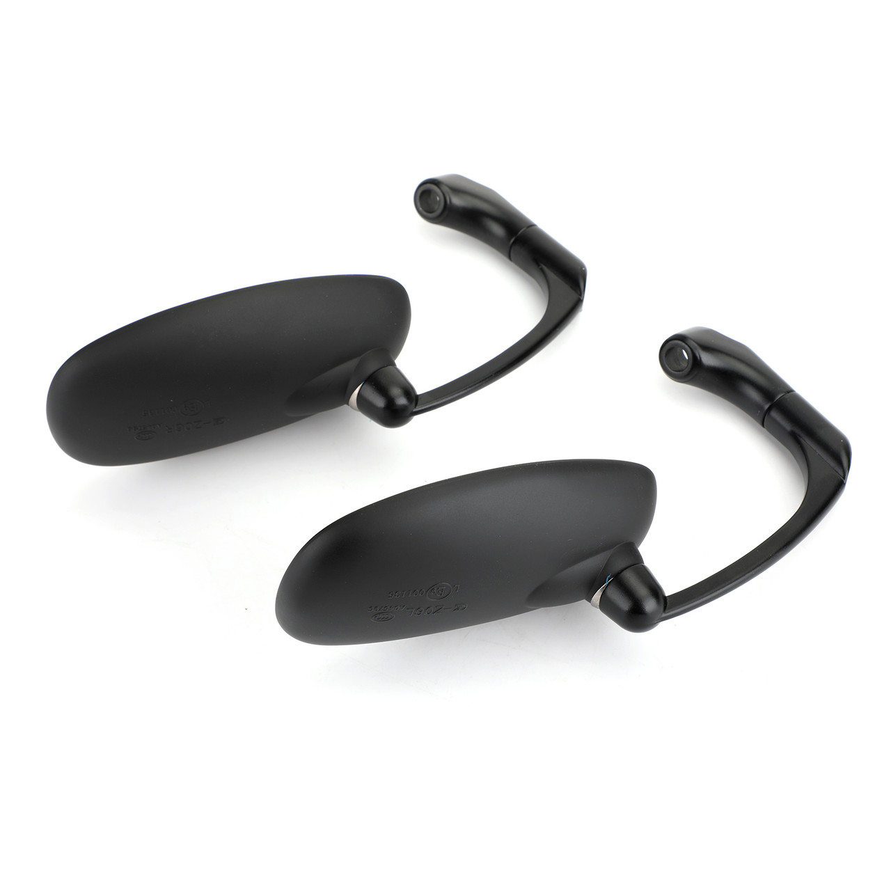 Motorcycle L-bar Retro Oval Rearview Side Mirrors M8 / M10 Pair fits for Honda with Standard Metric Screws Black~BC2