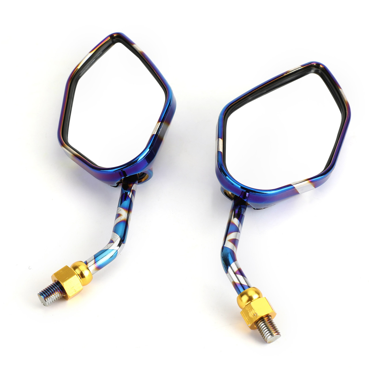Motorcycle Rearview Side Mirrors M10 Pair fits for Honda with Standard Metric Screws Blue~BC2