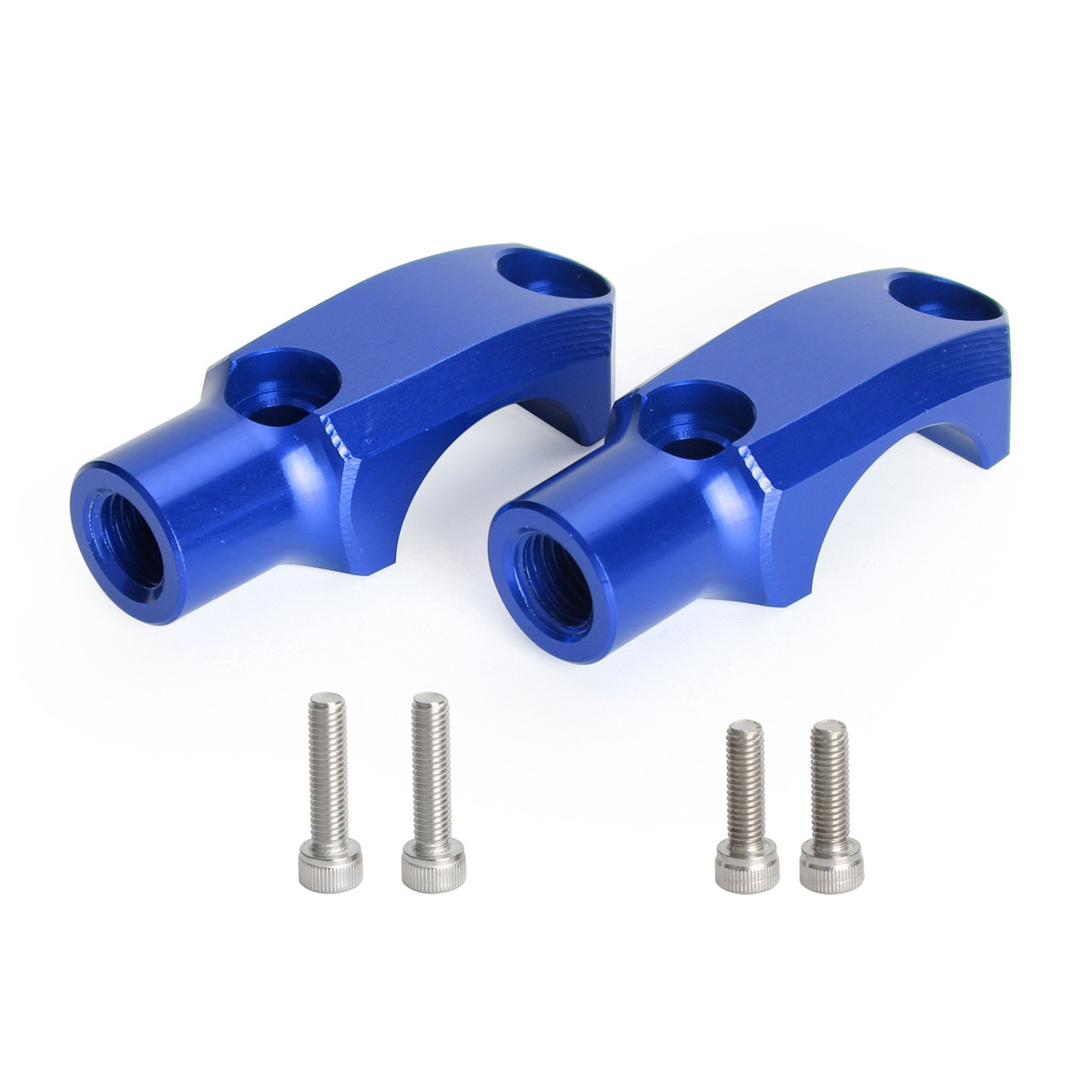 CNC Pair Master Cylinder Handlebar Clamps 10mm x 1.25mm Mirror fits For Kawasaki Blue~BC3