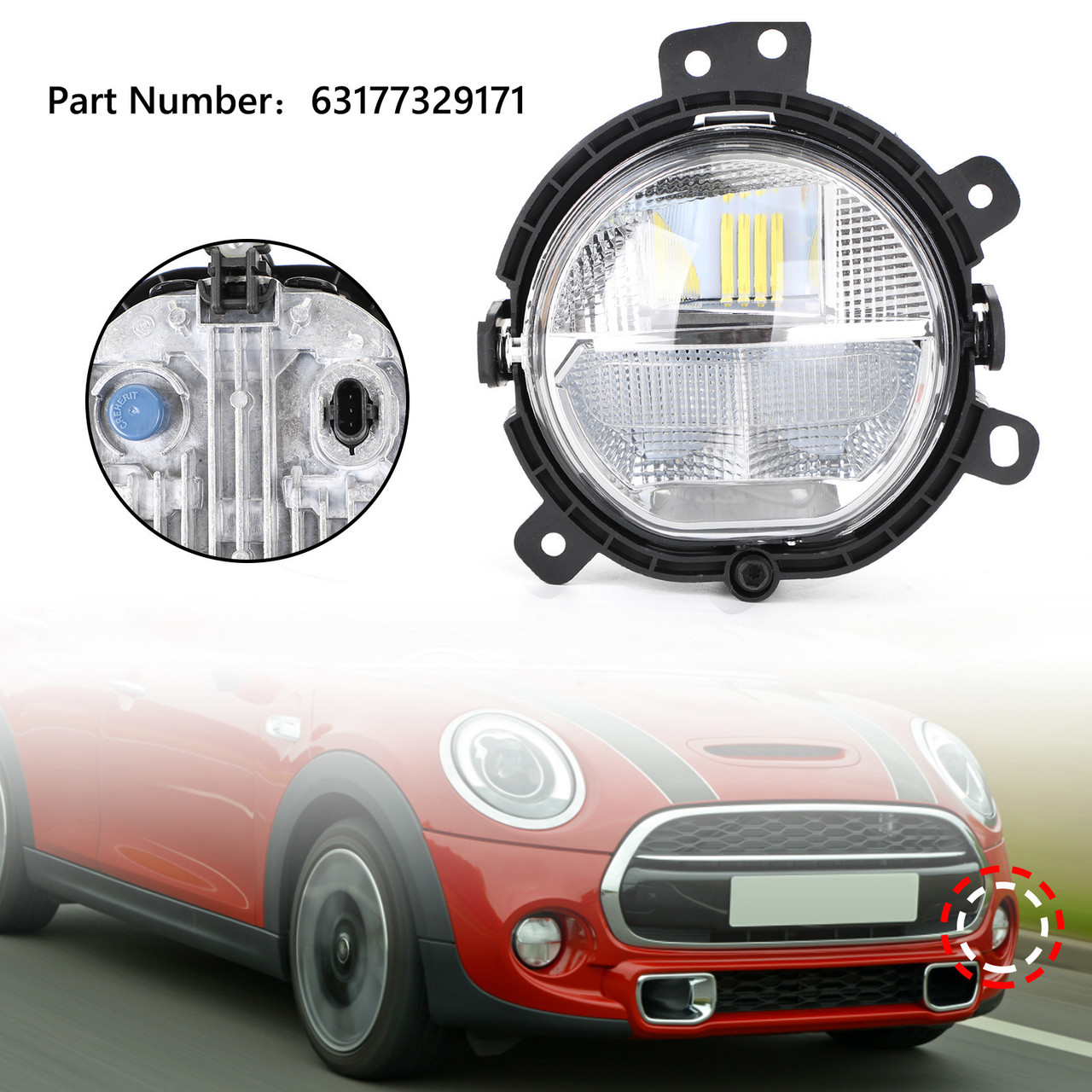 Front Bumper Left Fog Light Lamp 63177329171 For Mini Clubman (F54) Cooper B38 A15 A 1499 100 3 Estate 2016-