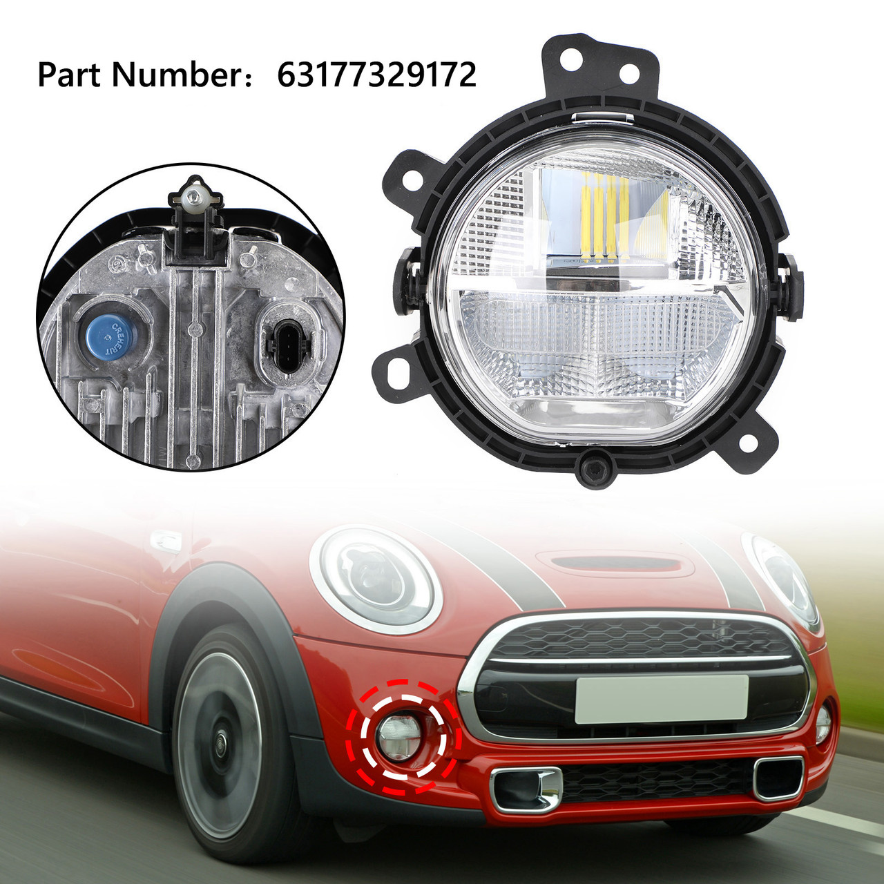 Front Bumper Right Fog Light Lamp 63177329172 For BMW Mini Convertible (F57) Cooper B38 A15 A 1499 100 3 Convertible 2016-