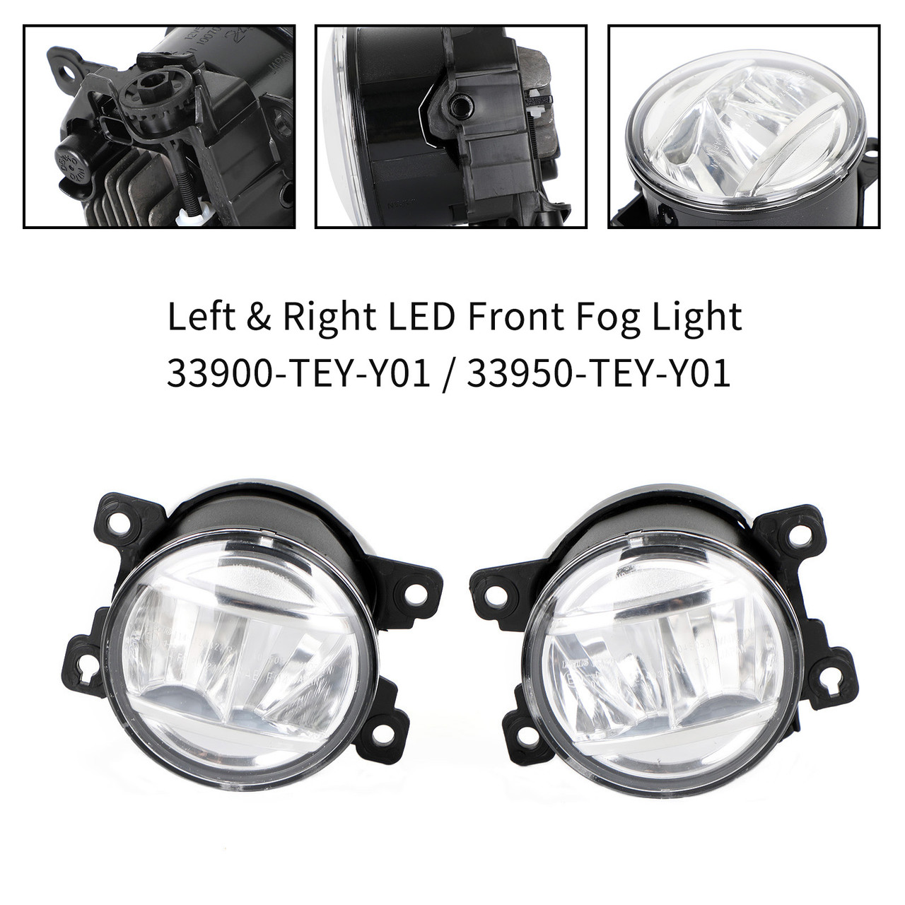 Pair LED Fog Lamp Foglight Set Left & Right For 2017-2021 Honda Pilot and Honda Passport