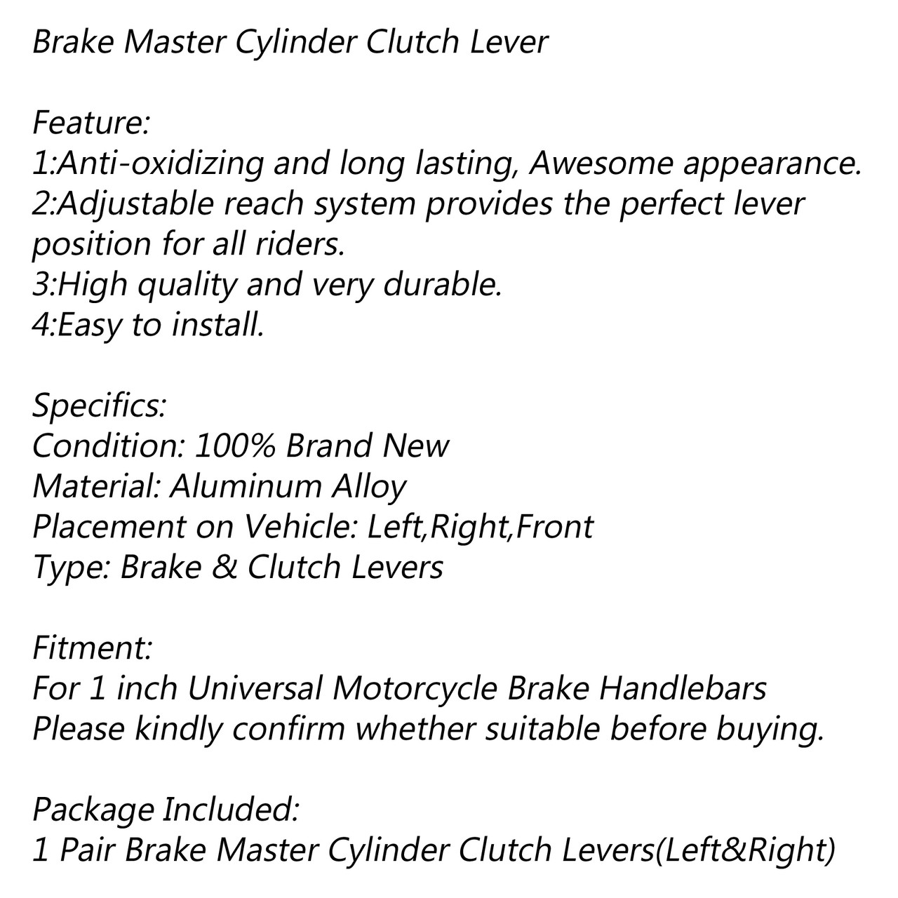 Brake Master Cylinder Clutch Lever Fit For Yamaha V-Star 650 Custom and Classic Royal Star & Venture Black~BC1