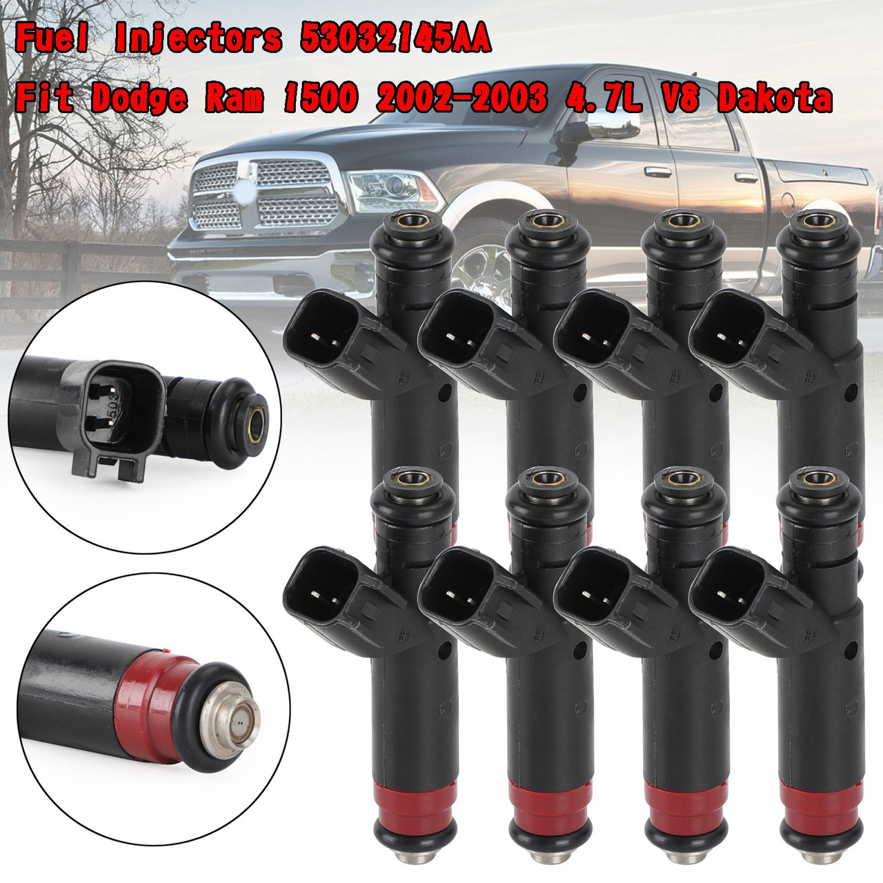 8PCS Fuel Injectors 53032145AA Fit For Jeep Grand Cherokee 4.7L V8 2001-2002 ~BC1