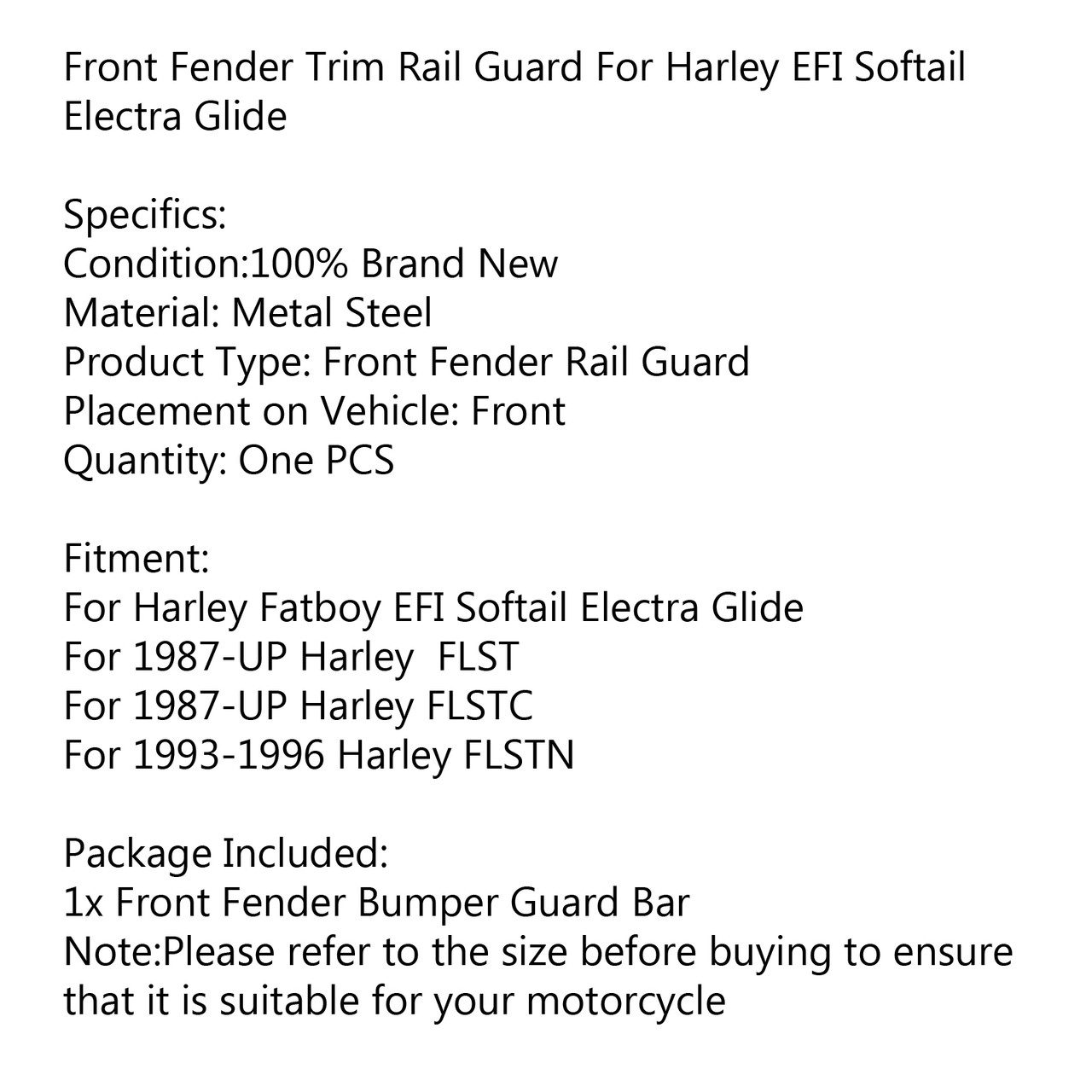 Front Fender Trim Rail Guard Fit For harley Fatboy EFI Softail