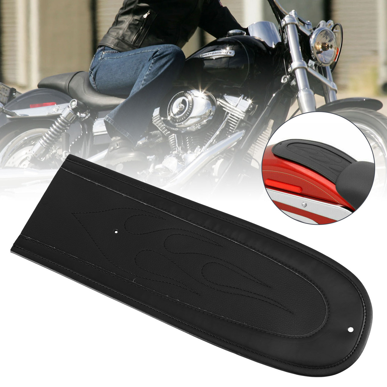 Flame Stitch Leather Rear Fender Fit For harley Dyna Super Glide 35th Anniversary EFI FXDI35 : 2006 BLK