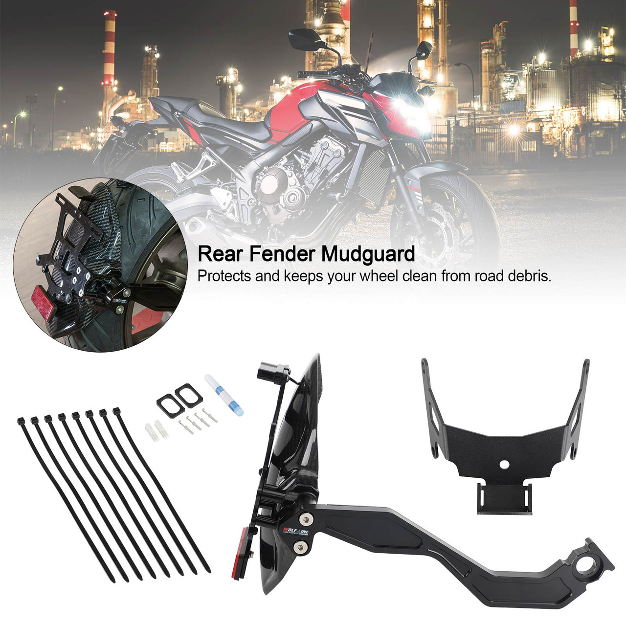 Real carbon fiber Rear Mudguard Fender Bracket Holder LED Fit For Honda CB650R 2021+ CBN