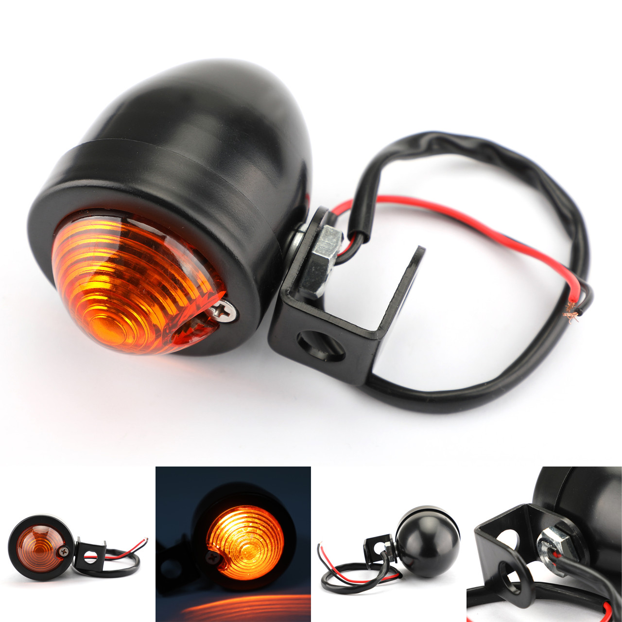 1x Universal Black Mini Turn Signal Light Fit for Honda with 10mm Hole Fairing Black~BC2