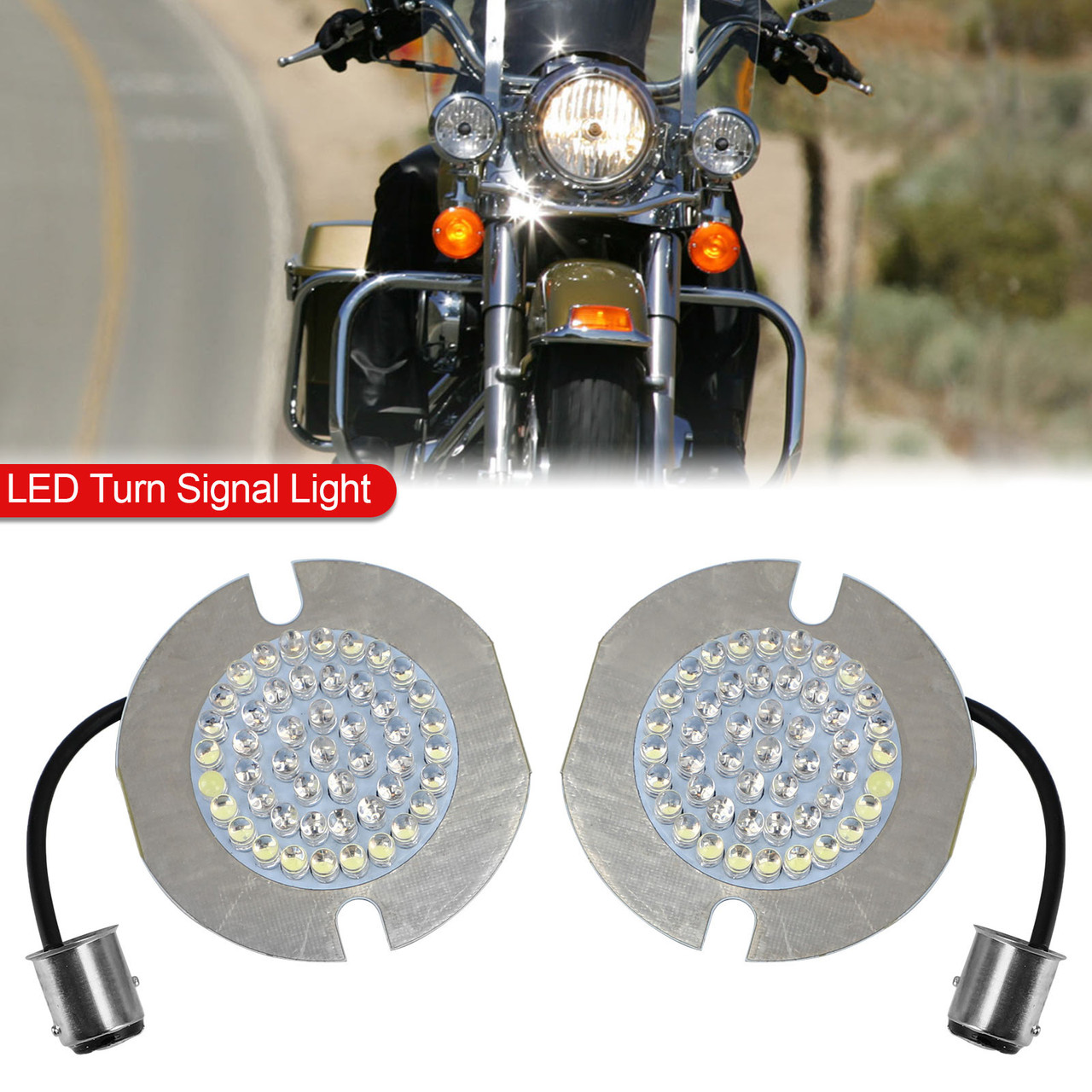 1157 LED Turn Signal Light Fit for Harley Davidson 1986-2019 with 2 screw lens Amber