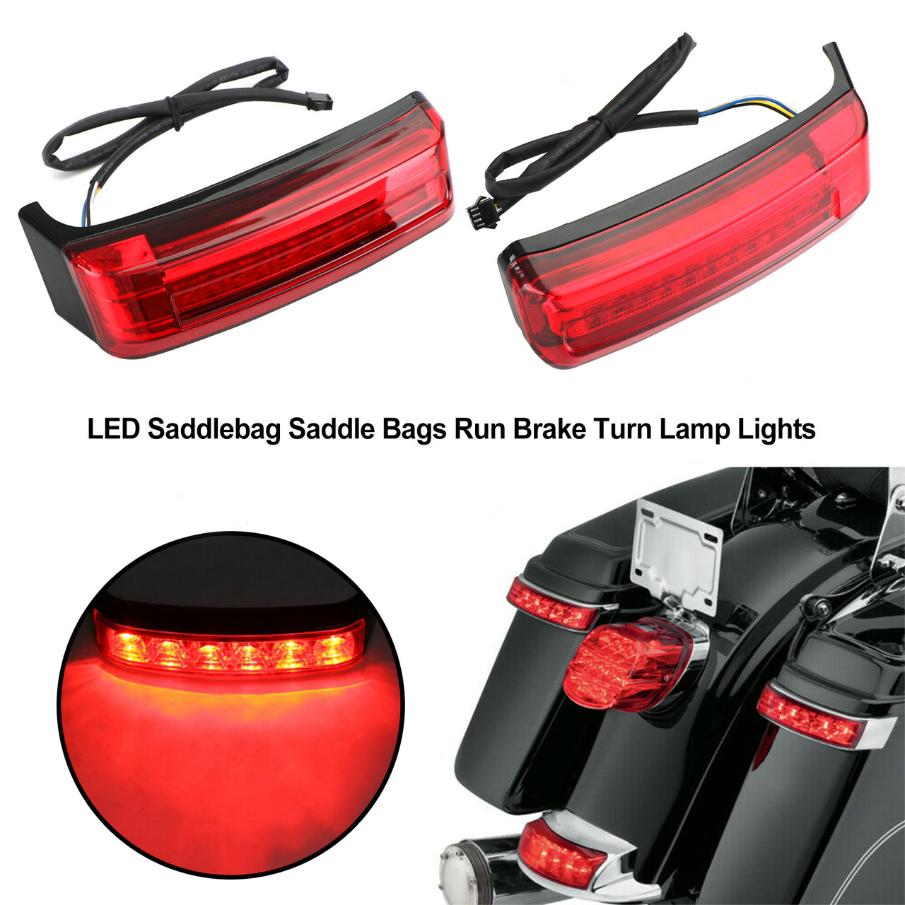 LED Saddlebag Saddle Bags Run Brake Turn Lamp Lights Fit for harley 007-2013 Classic (EFI) - FLHTC RED